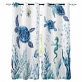 thumbnail image 1 of Blue Green Sea Turtle Blackout Curtains 90 Inches Long for Bedroom, Summer Ocean Coral Fish Seahorse Thermal Insulated Room Darkening Black Out Window Curtain Panels Grommet Drapes for Living Room, 1 of 8