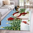 thumbnail image 1 of Blue Green Snowman Christmas Area Rug 3x5 Washable Rug Non Slip Xmas Tree Snowflake Winter Large Area Rug Indoor Floor Carpet for Entryway Bedroom Kitchen Living Room Home Office Dining Room Nursery, 1 of 8