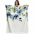 thumbnail image 1 of Blue Green Spring Floral Blanket Soft Cozy Warm Throw Blanket for Couch, Plush Fuzzy Flannel Fleece Blankets for Sofa, Weeping Botanical Summer Bed Blankets Lightweight Gifts for Women, 30"x40", 1 of 9