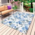 thumbnail image 1 of Blue Green Spring Floral Outdoor Rug for Patio/Deck/Porch, Non-Slip Large Area Rug 3 x 5 Ft, Watercolor Blooming Botanical Summer Indoor Outdoor Rugs Washable Area Rugs, Camping Rug Carpet Runner, 1 of 8