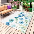 thumbnail image 1 of Blue Green Spring Floral Outdoor Rug for Patio/Deck/Porch, Non-Slip Large Area Rug 3 x 5 Ft, Watercolor Summer Botanical Indoor Outdoor Rugs Washable Area Rugs, Reversible Camping Rug Carpet Runner, 1 of 8