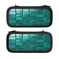 thumbnail image 1 of Blue Green Square Ceramic Pattern, Carrying Case For Nintendo Switch & OLED Version, Eva Pouch Case for Console & Accessories with 10 Game Card Slot & Wristband, Black, 1 of 6