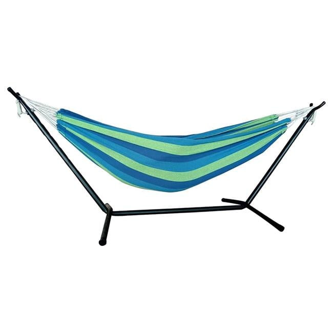 Blue And Green Stripe Classic 2 Person Hammock With Stand Blue And Green Stripe Classic 2 Person Hammock With Stand