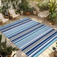 thumbnail image 1 of Blue Green Striped Outdoor Rug for Patio/Deck/Porch, Non-Slip Large Area Rug 5 x 7 Ft, Colorful Abstract Vertical Lines Art Indoor Outdoor Rugs Washable Area Rugs, Camping Rug Carpet Runner, 1 of 8