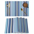 thumbnail image 1 of Blue Green Striped Placemats Set of 8, Colorful Abstract Vertical Lines Art Placemats for Dining Table, Place Mats for Kitchen Tabletop, Waterproof Wipeable Dining Table Mats Set, 1 of 9