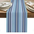 thumbnail image 1 of Blue Green Striped Table Runner - 108 Inch Long, Kitchen Dining Table Runner Dresser Scarves, Colorful Abstract Vertical Lines Art Farmhouse Decor for Coffee Tables Wedding Party Banquet, 1 of 8