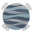 thumbnail image 1 of Blue Green Stripes Elastic Fitted Round Table Cover Abstract Art Waterproof Outdoor Tablecloth for Holiday Party, Picnic, Patio & Dining Fits Tables Up to 36"-44", 1 of 8