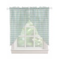 thumbnail image 1 of Blue Green Swag Valances for Windows, Grid Checkered Plaid Gingham Lattice Trellis Rod Pocket Sheer Valances for Large Windows, Swag Toppers Light Filtering for Kitchen Living Room 2 Panels 36''x63'', 1 of 6