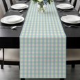 thumbnail image 1 of Blue Green Table Runner 36 Inches Long, Grid Checkered Plaid Gingham Lattice Trellis Kitchen Coffee Dining Table Decoration for Home Party Birthday Wedding Home Decor 13x36 Inches, 1 of 8