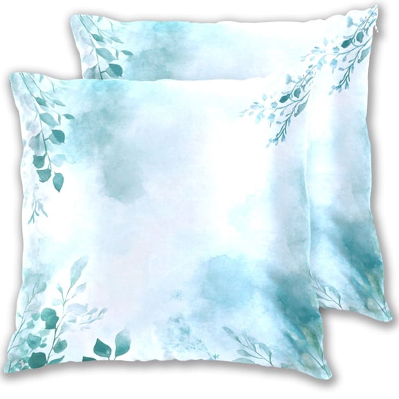 Blue Green Tree Branches Throw Pillow Covers 16x16 Inch 2 Packs Decorative Square for Living Room Couch Bed Sofa