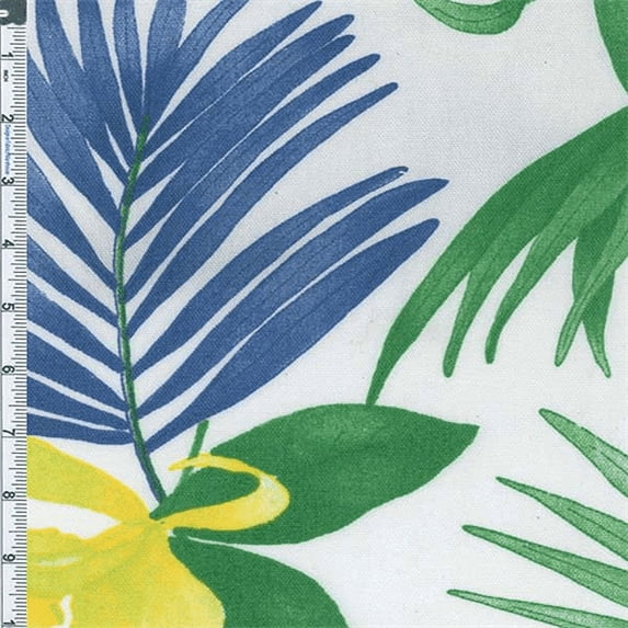 Blue/Green Tropical Print Indoor/Outdoor Fabric, Fabric Sold By the Yard