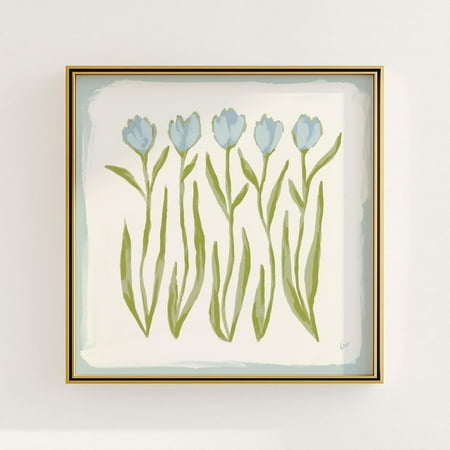 Blue & Green Tulip Floralmodernouthern Botanical Print Grandmillennial Elegant Preppy Chinoiserie Decor Wall Art Modern Wall Decor