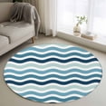 thumbnail image 1 of Blue Green Water Ripple Round Living Room Rugs 4 ft, Stripes Washable Area Rug with Non-Slip Sturdy Edge Binding Round Carpet for Entryway Kitchen Bedroom Bathroom, 1 of 9
