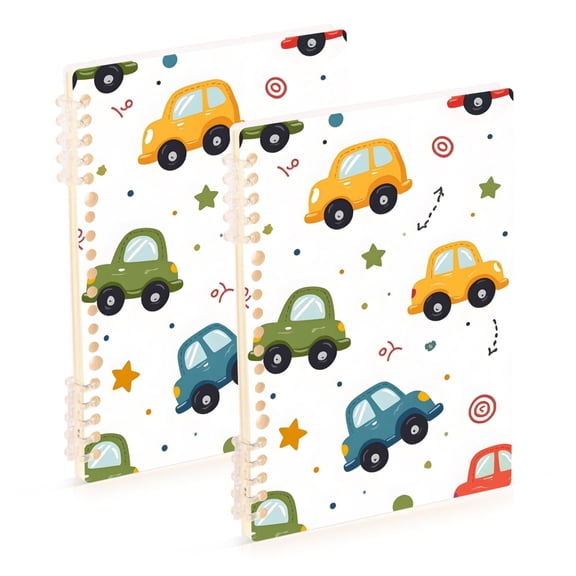 Blue Green Yellow Red Cars Stars Notebook Detachable Coil Notebook Diary Plan Book A5 Size 60 Pages 1 Pack