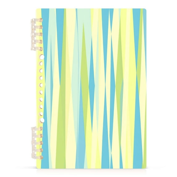 Blue Green Yellow Stripes A5 8.3x5.7in PP Notebook, Adjustable Rings, 60 Sheets, Diary or Journey Note