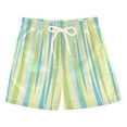 thumbnail image 1 of Blue Green Yellow Stripes Boys' Swim Trunks Beach Pool Shorts Quick Dry Soft Fabric Classic Fit, 1 of 8