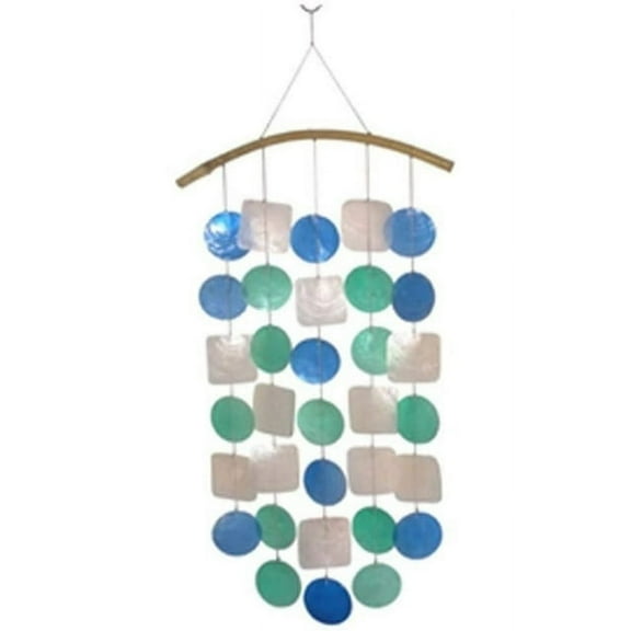 Blue Green and White Capiz Shell Wind Chime