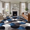 thumbnail image 1 of Blue Grey Abstract Area Rugs 6'x9', Washable Small Throw Rugs for Kitchen Dining room, Modern Geometric Ombre Artwork Indoor Outdoor Rug Non-Slip Low Pile Carpet Runner Reversible Floor Mats, 1 of 8