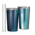 thumbnail image 1 of Blue and Grey Abstract Art Artwork 10oz Tumblers Stainless Steel Tumbler with Lid and Straw,Vacuum Insulated Double Wall Travel Tumbler Cups with Cleaning Brush for Coffee, Tea, 1 of 4