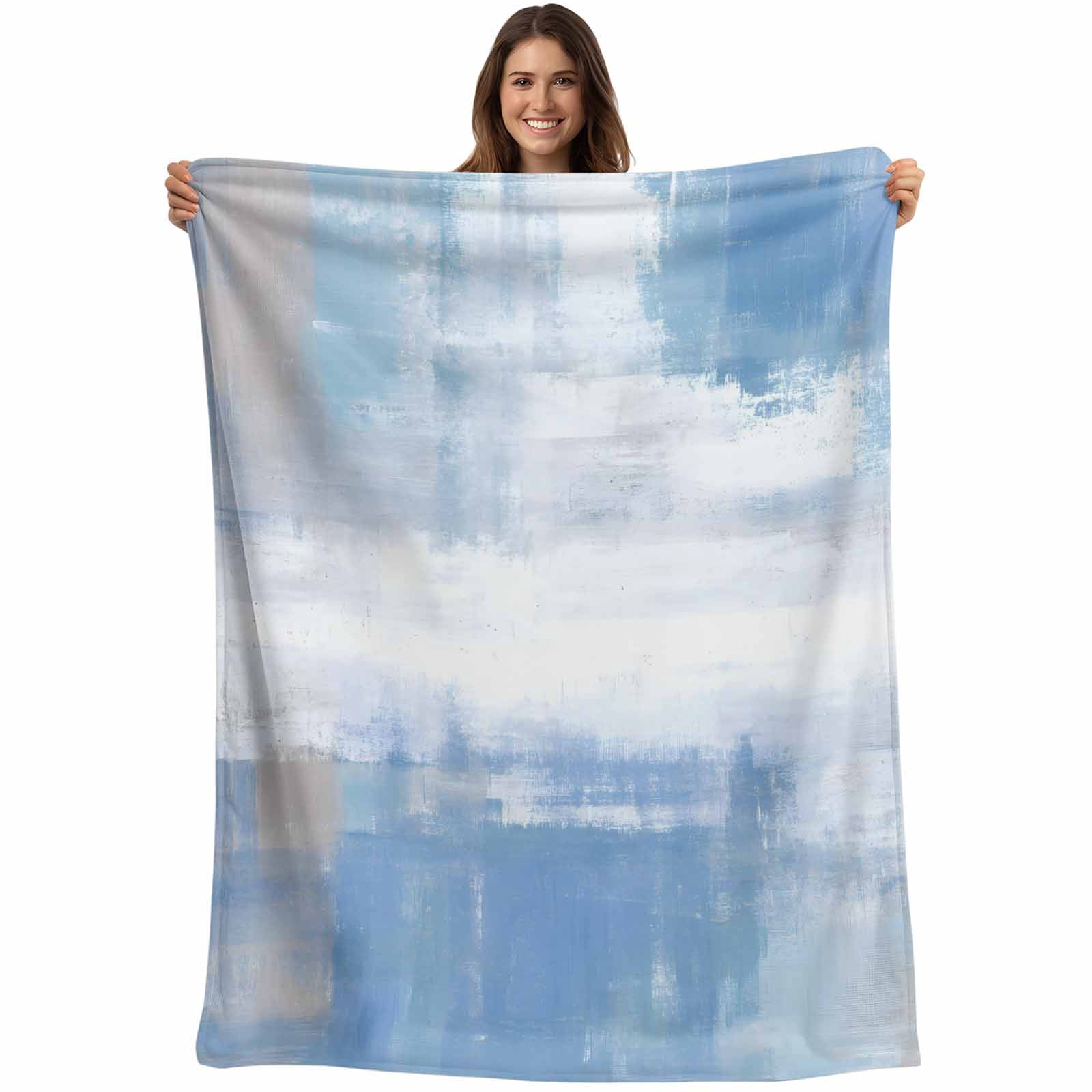 Blue Grey Abstract Art Blanket Soft Cozy Warm Throw Blanket for Couch ...