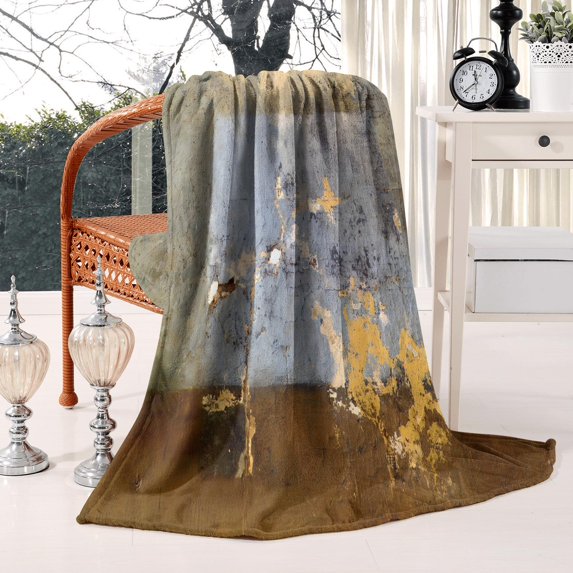 Blue & Grey Abstract Art Flannel Throw Blanket - Soft Cozy & Warm Couch Blanket for Sofa Bed - Funny Plush Blanket for Baby Toddler Women Friend - 50x60inch