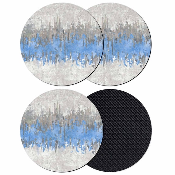 Blue Grey Abstract Coasters Set of 4, Absorbent Coasters for Drinks, Gradient Geometric Graffiti Modern Art Coaster for Desk Coffee Table Protection, Home Decor House Warming Gifts 4"