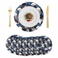 thumbnail image 1 of Blue Grey Abstract Round 13 Inch Placemats Set of 6, Modern Geometric Ombre Artwork HeatResistant Non Slip Place Mats for Dining Table, Wipeable Braided Kitchen Table Mats for Housewarming, 1 of 9