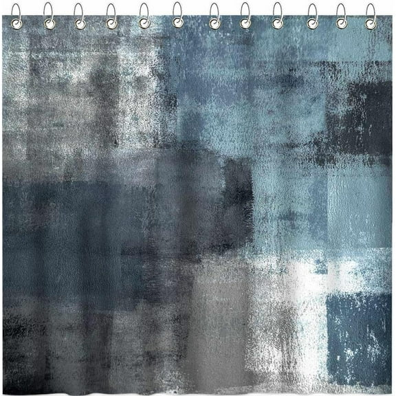 Blue Grey Abstract Shower Curtain Blue and Grey Abstract Art Painting Shower Curtain Bathroom Bathtub Curtain 72x72 Inch with 12 plastic hooks