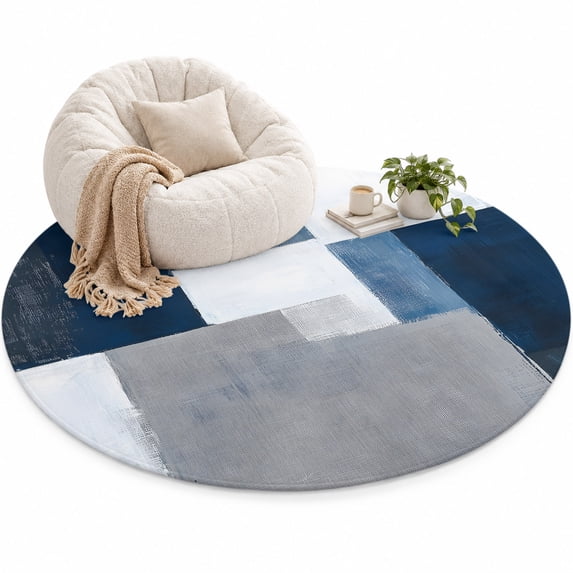 Blue Grey Area Rug 3', Abstract Graffiti Soft Mat Non-Slip Silicone ...