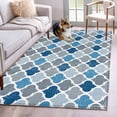 thumbnail image 1 of Blue Grey Area Rugs 3x5 ft Geometric Morocco Quatrefoil Lattice Washable Rug Non Slip Indoor Carpet Absorbent Floor Mat for Living Room Bedroom Dining Room, 1 of 9