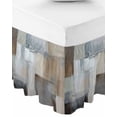 thumbnail image 1 of Blue Grey Art Bed Skirt King Size 16 Inch Drop, Wrap Around Bed Skirts, Vintage Painting Abstract Retro Art Elastic Bedskirt Pleated Bed Frame Cover Luxurious Dust Ruffle for King Bed, 1 of 6