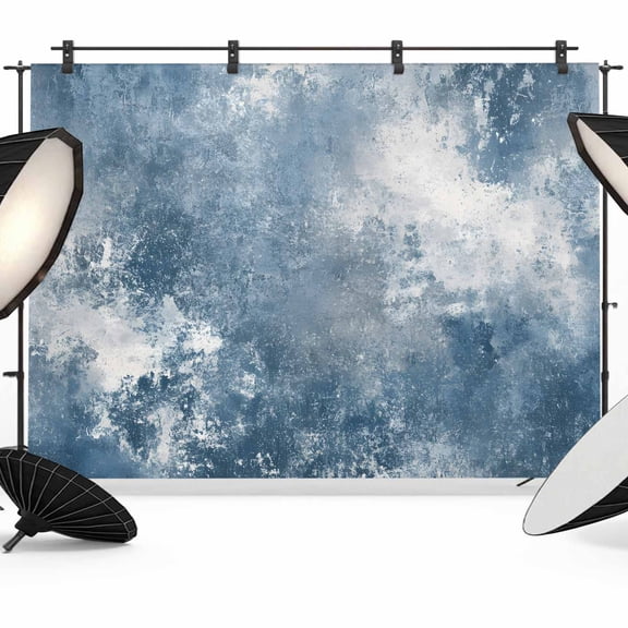 Blue Grey Backdrop for Photography, Fabric Photo Background Backdrop, Oil Painting Modern Abstract Photo Booth Background for Portrait Photoshoot Video Wedding Studio Decoration Banner 7x5ft