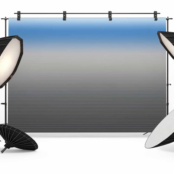 Blue Grey Backdrop for Photography, Stripe Gradient Photo Backdrop Portrait Background Party Banner Photo Backgrounds for Studio Booth Props, 12x8ft