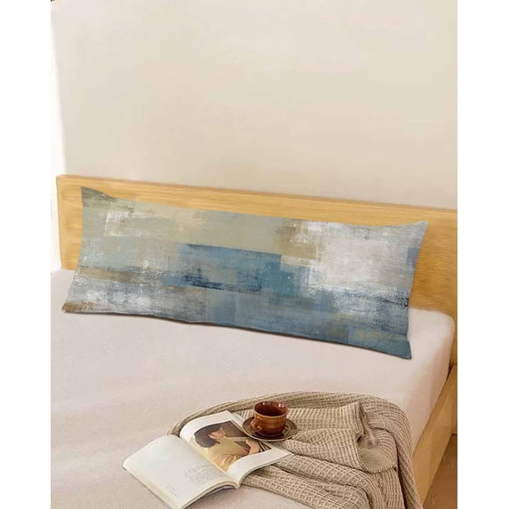 Blue Grey Beige Long Body Pillow Covers, Abstract Modern Art Oil Painting Soft Breathable Throw Pillow Cases with Invisible Zipper, Decorative Pillowcase Pillows Protectors for Sofa Bed Couch 20"x60"