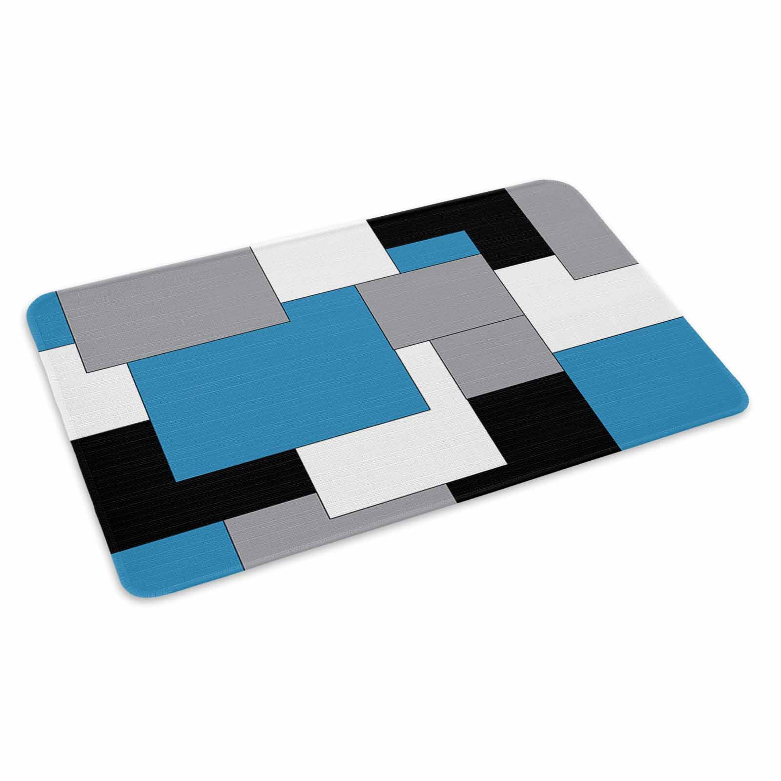 Blue Grey Black Geometric Doormat Outdoor Entrance 16