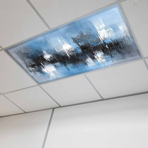 Blue Grey Black Magnetic Fluorescent Light Covers for Ceiling Lights 2x4Ft,Smear Street Graffiti Painting Grunge Art Office Classroom Kitchen Drop Ceiling Light Covers Filters Shade Panel 1Pack