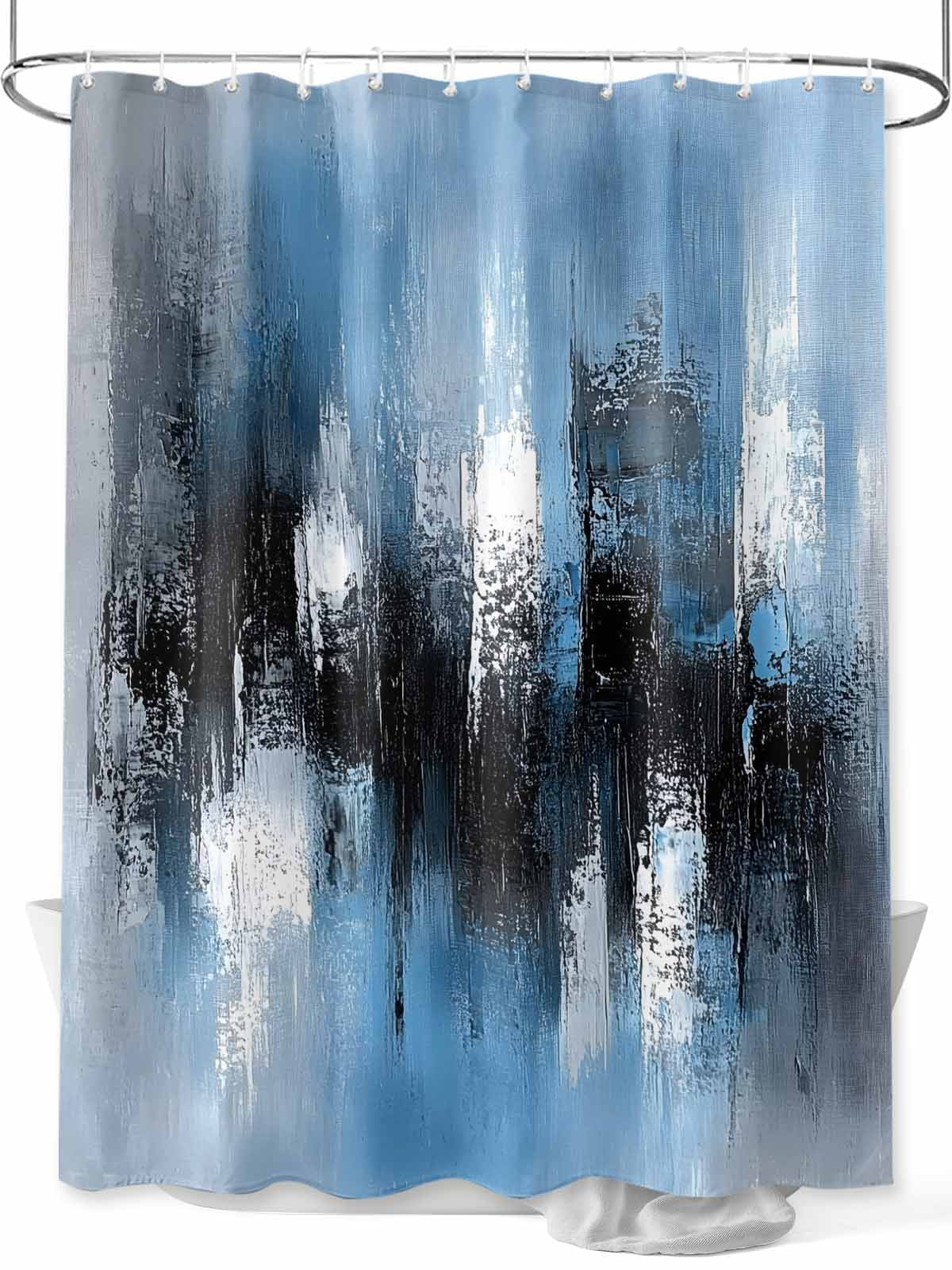 Blue Grey Black Shower Curtain, Smear Street Graffiti Painting Grunge