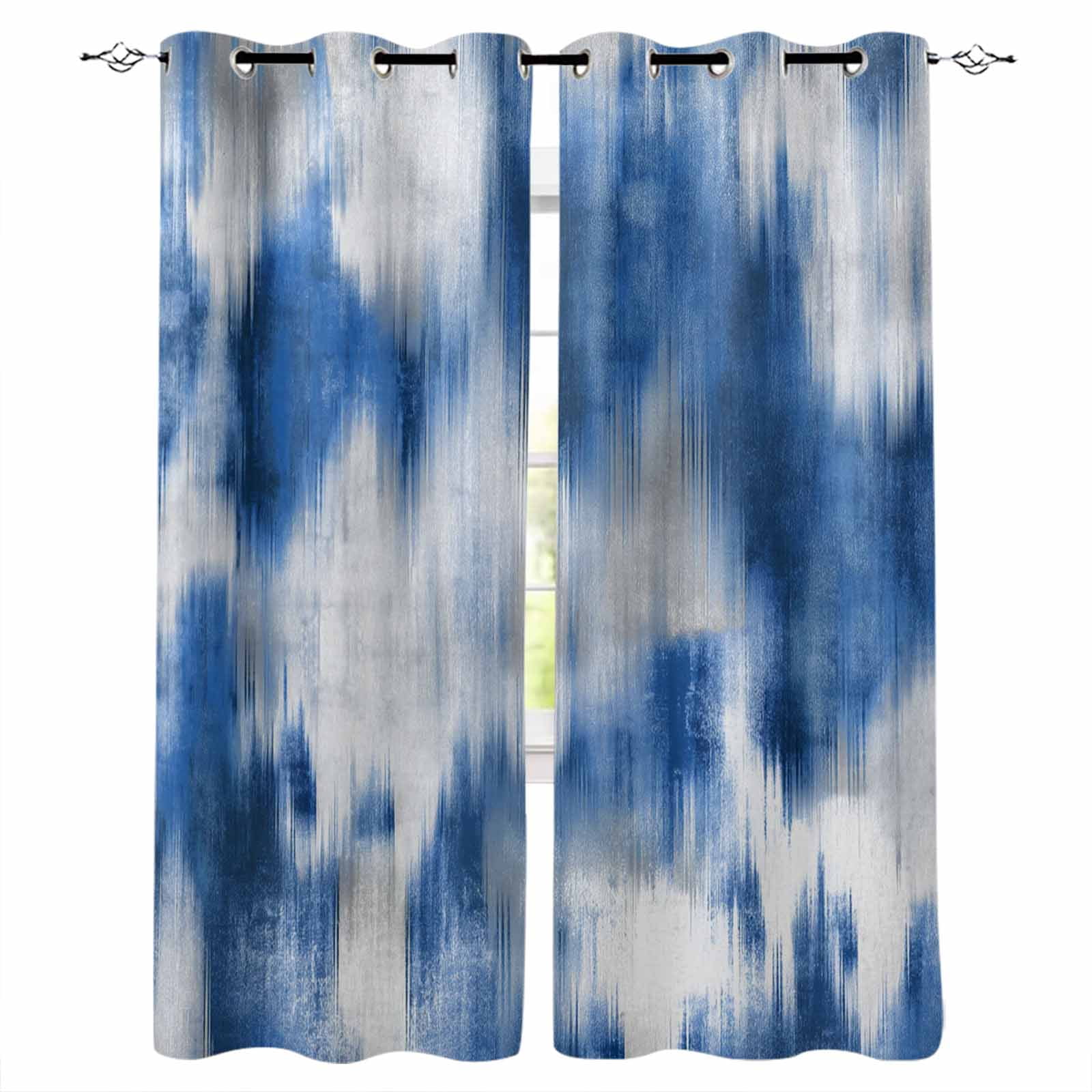 Blue Grey Blackout Curtains for Bedroom Living Room Darkening Curtains ...