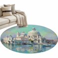 thumbnail image 1 of Blue Grey Building Round Rug 3.3ft Washable Circle Entryway Rugs Non Slip Modern Art Turquoise Area Rug Indoor Floor Carpet for Bedroom Kitchen Living Room Home Office Dining Room Nursery, 1 of 9