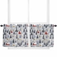 thumbnail image 1 of Blue Grey Christmas Kitchen Curtain 2 Panels Tiers Curtains 36 Inch Length, Watercolor Tree Xmas Snowflake Curtains Rod Pocket Curtains Window Drapes Treatment Window Cafe Curtains, 1 of 5