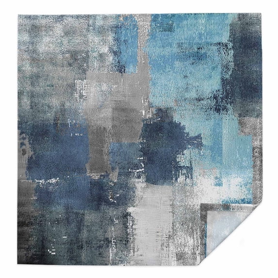 Blue Grey Cloth Napkins Washable Set of 1, Modern Oil Painted Abstract Art Aesthetics Reusable Dinner Table Napkins Cloth Bulk for Weddings Kitchen Restaurants Hotel Events Parties 20 x 20 Inch