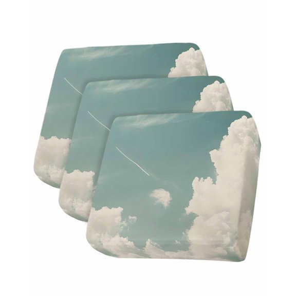 Blue Grey Cloudy Sky Sofa Couch Cushion Covers Washable, Removable Stretchable Sectional Couch Covers, Rustic Clouds Scenery Slipcovers for L & T Shape Sofa Furniture Protector S Size 3 pcs