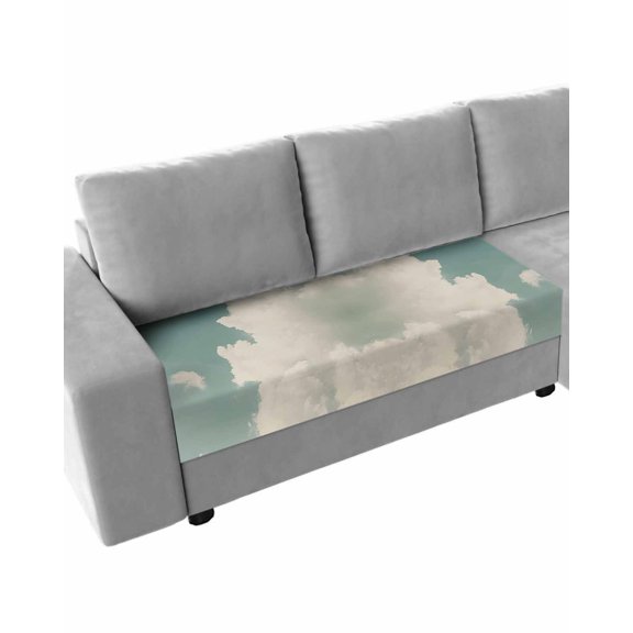 Blue Grey Cloudy Sky Sofa Couch Cushion Covers Washable, Removable Stretchable Sectional Couch Covers, Rustic Clouds Scenery Slipcovers for L & T Shape Sofa Furniture Protector M Size 1 pc
