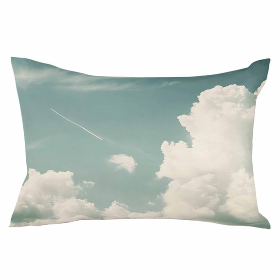 Blue Grey Cloudy Sky Throw Pillow Cover 16 x 24 Inch Decorative Pillow Cover Rustic Clouds Scenery Lumbar Pillowcase Seasonal Rectangle Cushion Case for Couch Sofa Bed Living Room