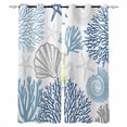 thumbnail image 1 of Blue Grey Coastal Blackout Curtains for Bedroom Living Room Darkening Curtains 54 Inch Long Summer Beach Coral Shell Starfish Short Curtain for Small Window Treatment Grommet Drapes 52"x54"x2, 1 of 9