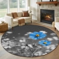 thumbnail image 1 of Blue Grey Daisy 6ft Round Rugs, Farmhouse Flowers Abstract Country Washable Non-Slip Area Rugs for Living Room Bedroom Kitchen, Soft Low Pile Dining Room Kicthen Circle Carpet, Indoor Floor Rug, 1 of 9