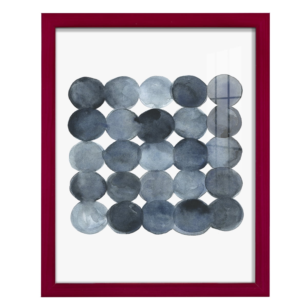 Blue Grey Density I -Framed Print w/glass-Cherry Red