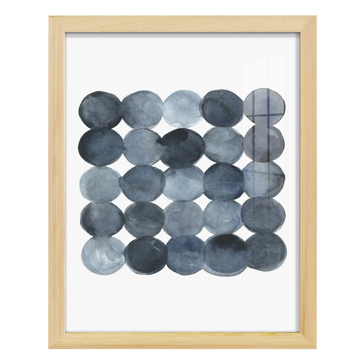 Blue Grey Density I -Framed Print w/glass-Natural Wood