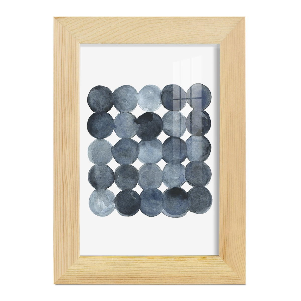 Blue Grey Density I -Framed Print w/glass-Natural Wood