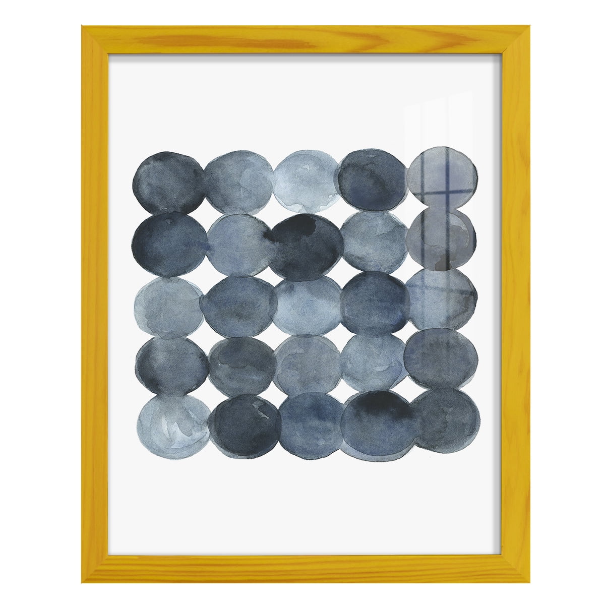 Blue Grey Density I -Framed Print w/glass-Sunflower Yellow